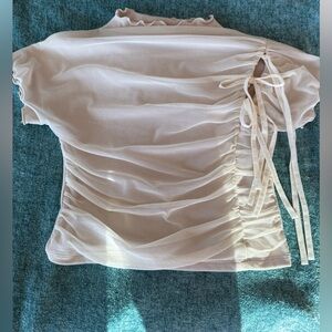 Chic Cream Ruched Blouse